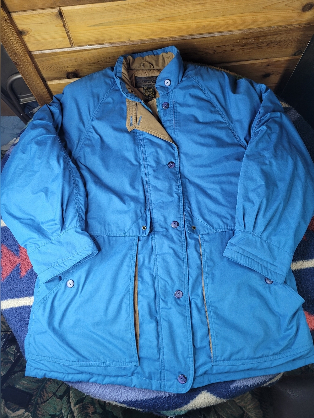 Eddie Bauer Goose Down Puffer Jacket Womens XL Blue Full Zip